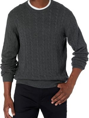 Men's Crewneck Cable Cotton Sweater